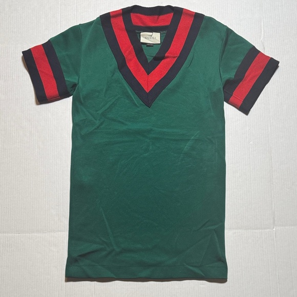 GUCCI Green Jersey Web Stripe Black Red Trim Varsity V-Neck Mini Shirt Dress  S is available for purchase on au PAY Market - Imported Goods Online Store  Co.Ltd. | au PAY Market -